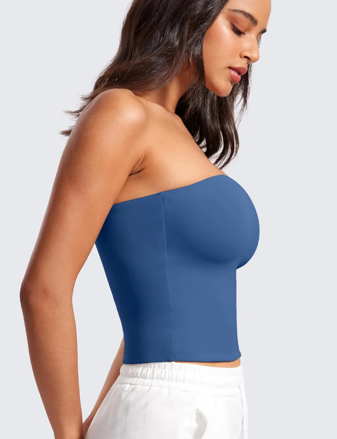 CRZ YOGA Butterluxe Double Lined Tube Tops for Women Going Out Crop Sleeveless Tank Bandeau Strapless Casual Shirts