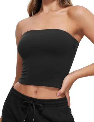 CRZ YOGA Butterluxe Double Lined Tube Tops for Women Going Out Crop Sleeveless Tank Bandeau Strapless Casual Shirts