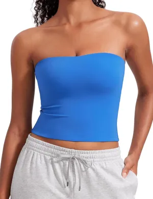 CRZ YOGA Butterluxe Double Lined Tube Tops for Women Going Out Crop Sleeveless Tank Bandeau Strapless Casual Shirts
