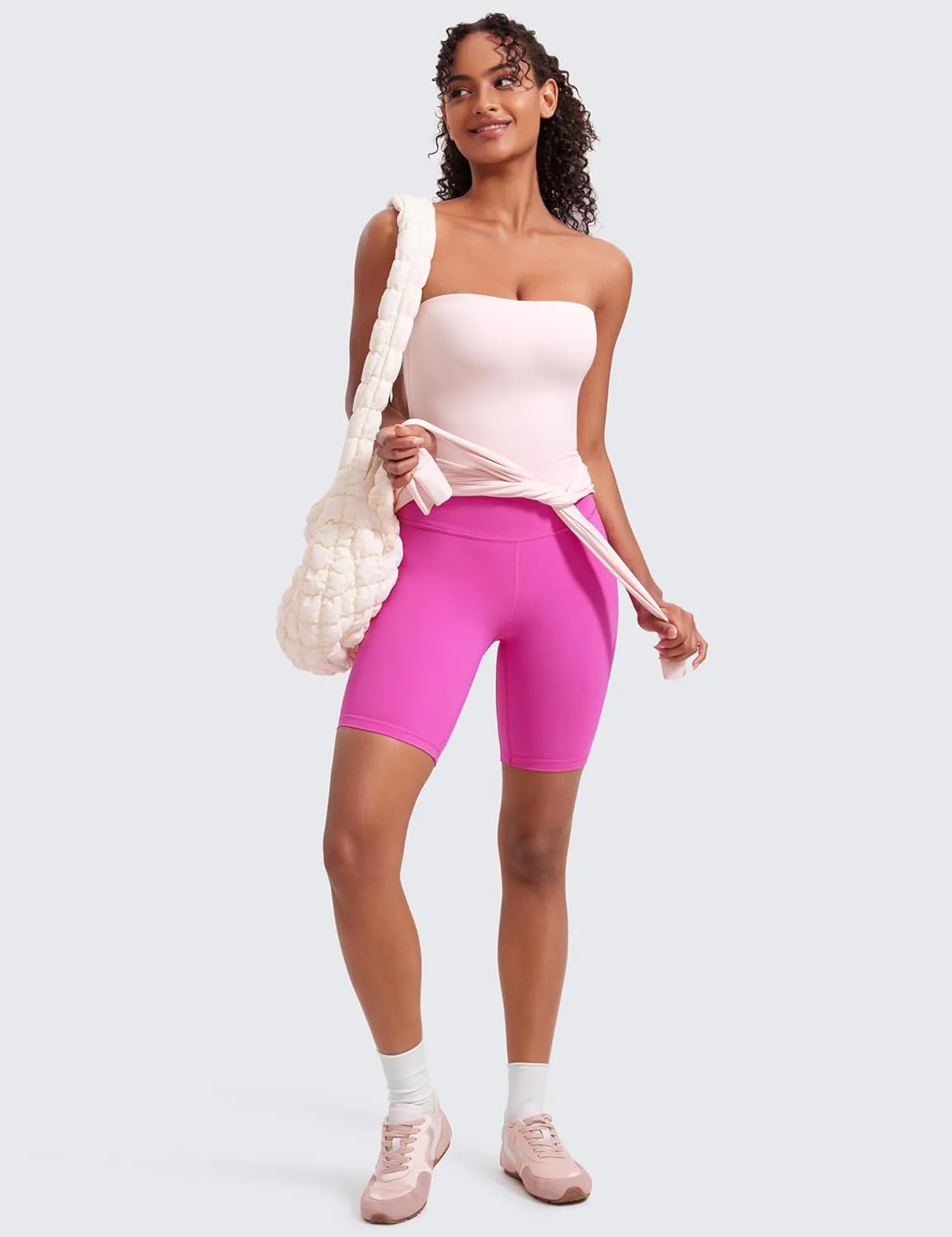 CRZ YOGA Butterluxe Double Lined Tube Tops for Women Going Out Crop Sleeveless Tank Bandeau Strapless Casual Shirts