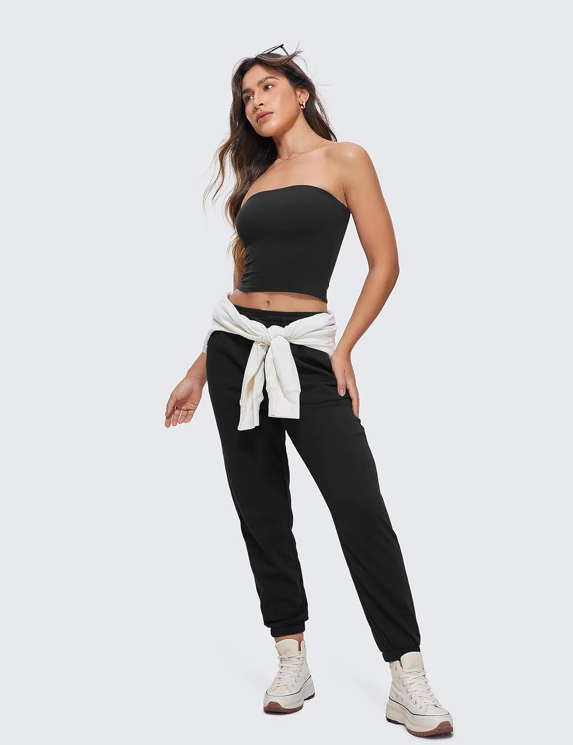 CRZ YOGA Butterluxe Double Lined Tube Tops for Women Going Out Crop Sleeveless Tank Bandeau Strapless Casual Shirts