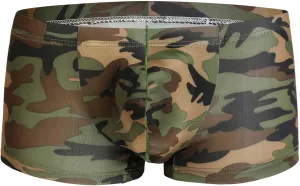Ctreela Short Leg Boxer Briefs for Men Sexy Bulge Pouch Trunks Camo Underwear Low Rise Underpants Breathable Boxers