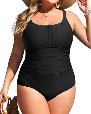 Daci Plus Size One Piece Swimsuit - Women's Tummy Control Bathing Suit Retro Full Coverage Swimwear 2025