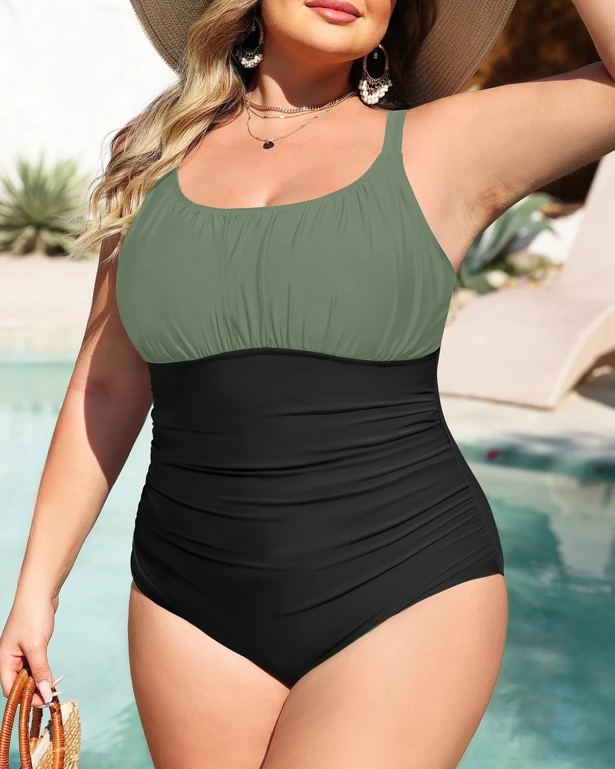 Daci Plus Size One Piece Swimsuit - Women's Tummy Control Bathing Suit Retro Full Coverage Swimwear 2025