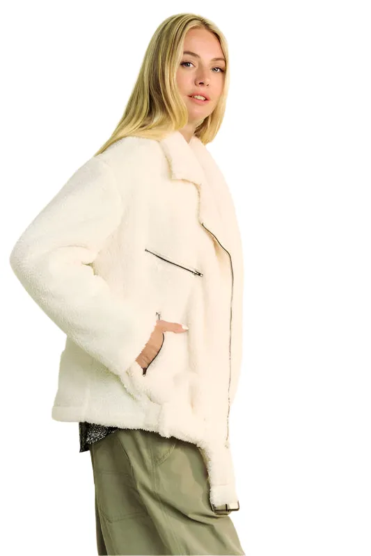Davi & Dani Faux Fur Zip Up Jacket