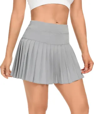DERCA Pleated Tennis Skirt for Women with Pockets Shorts Athletic Golf Skirts Workout Sports Activewear Skort