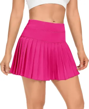 DERCA Pleated Tennis Skirt for Women with Pockets Shorts Athletic Golf Skirts Workout Sports Activewear Skort