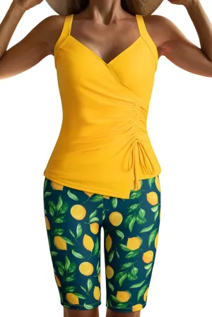 Dokotoo Women Swimsuits 2025 Pleated Tankini Sets Floral Wrapped V Neck Swim Tops Removable Pads Bathing Suits