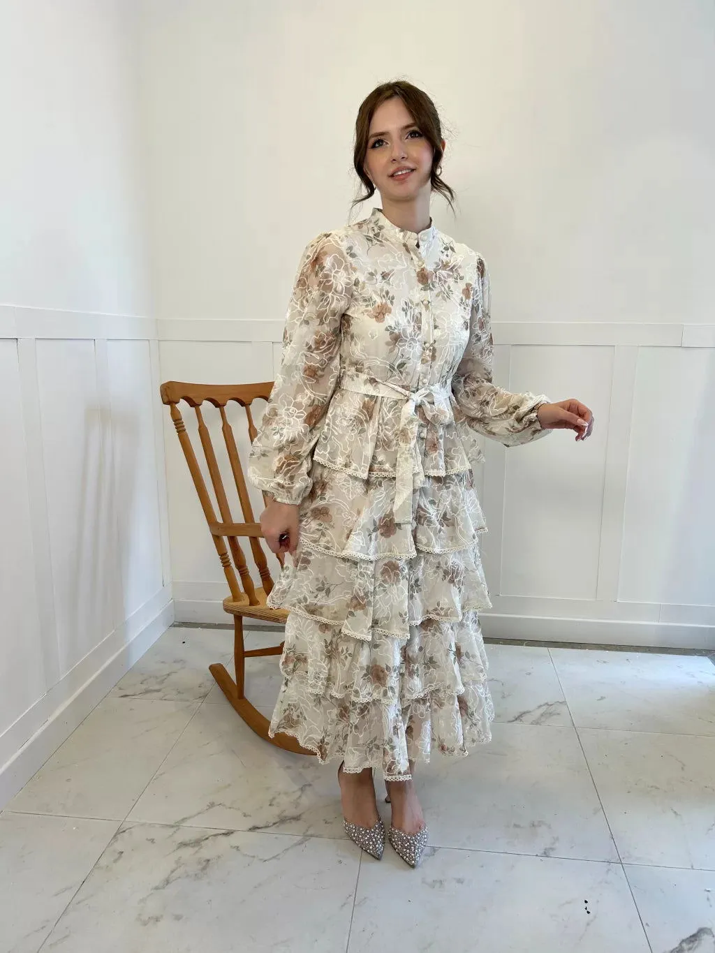 Embroidery Embroidered Mink Layer Dress