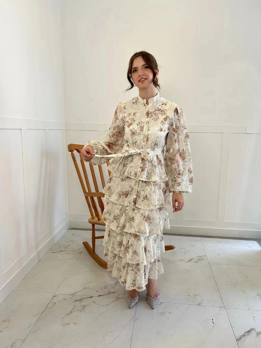 Embroidery Embroidered Mink Layer Dress