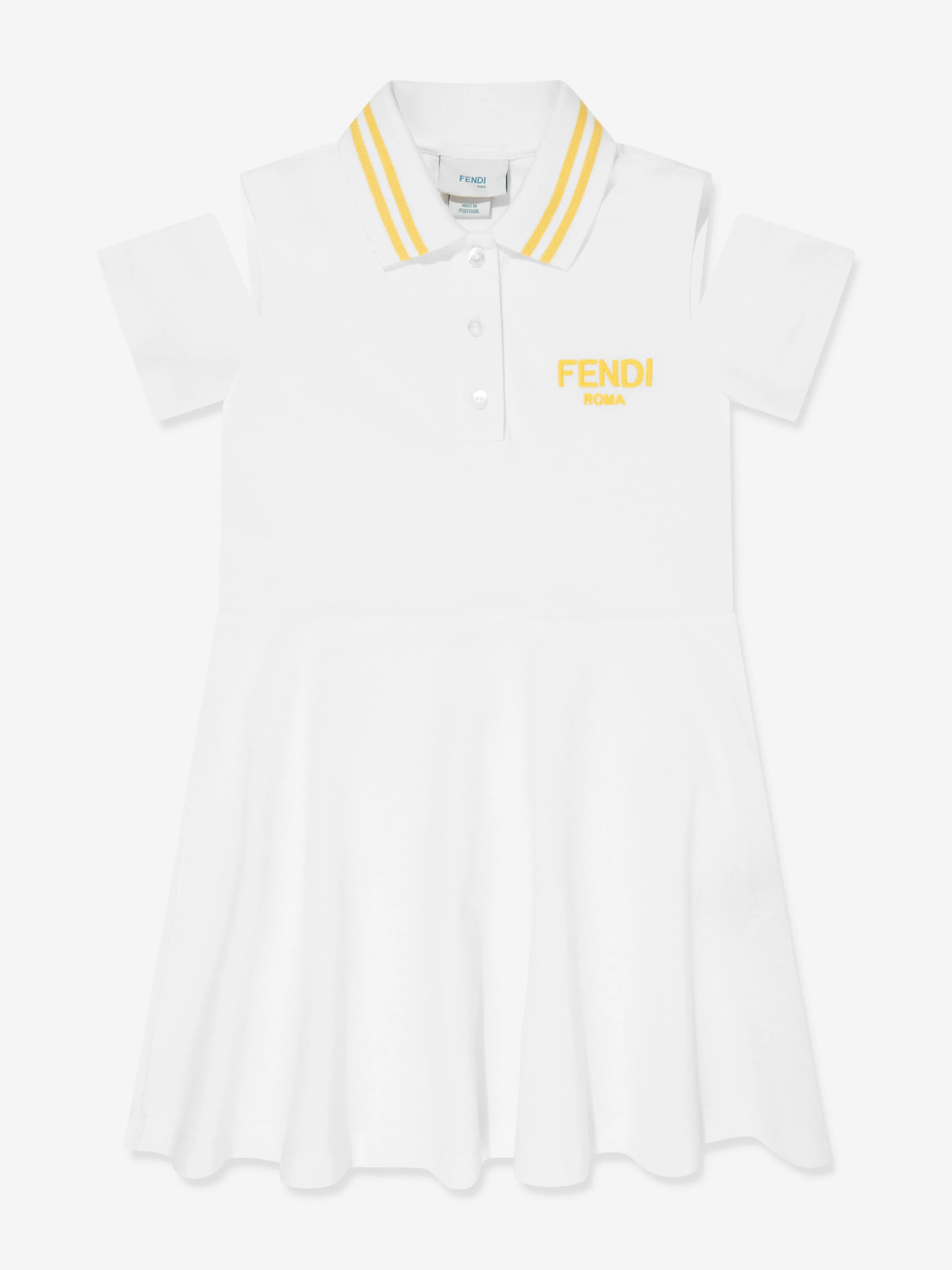Fendi Girls Logo Polo Dress in White