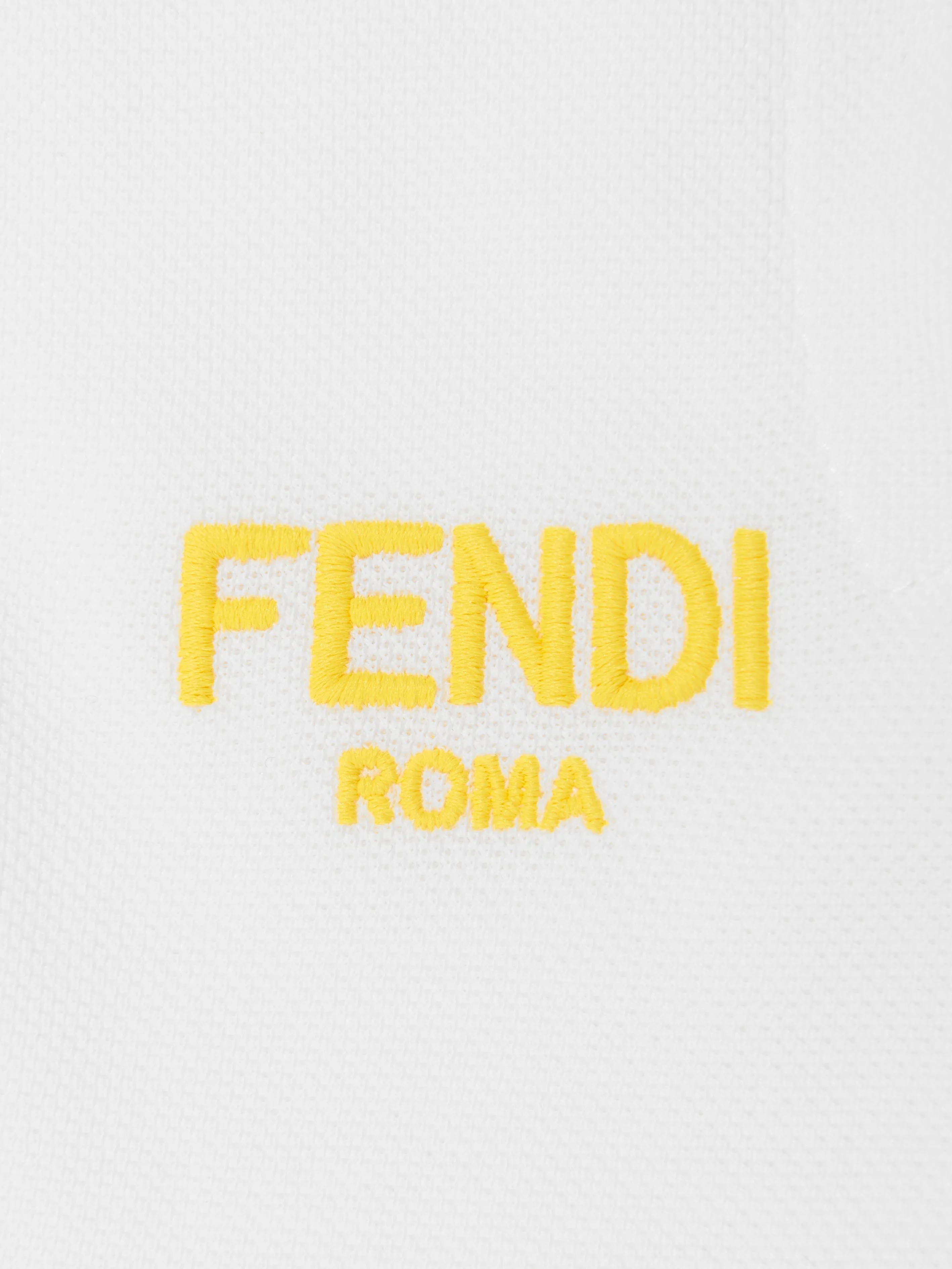 Fendi Girls Logo Polo Dress in White