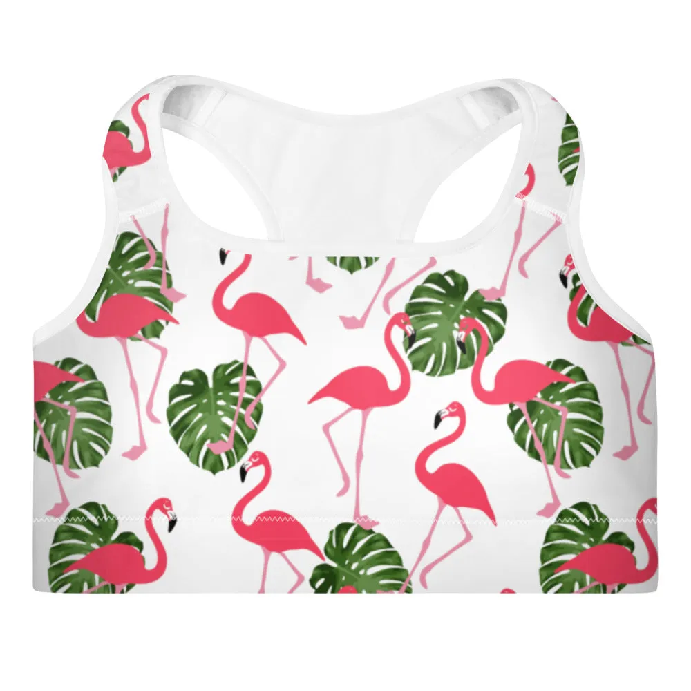 'Flamingos' padded sports bra