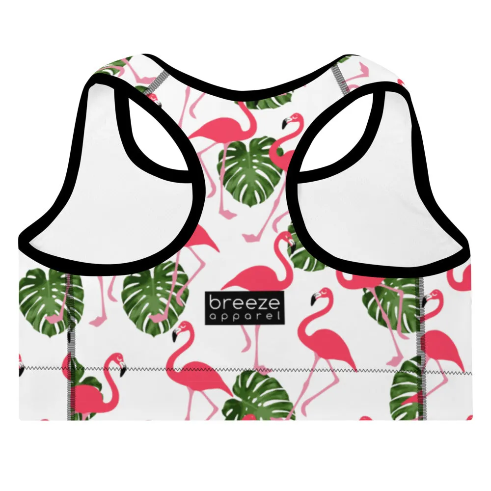 'Flamingos' padded sports bra