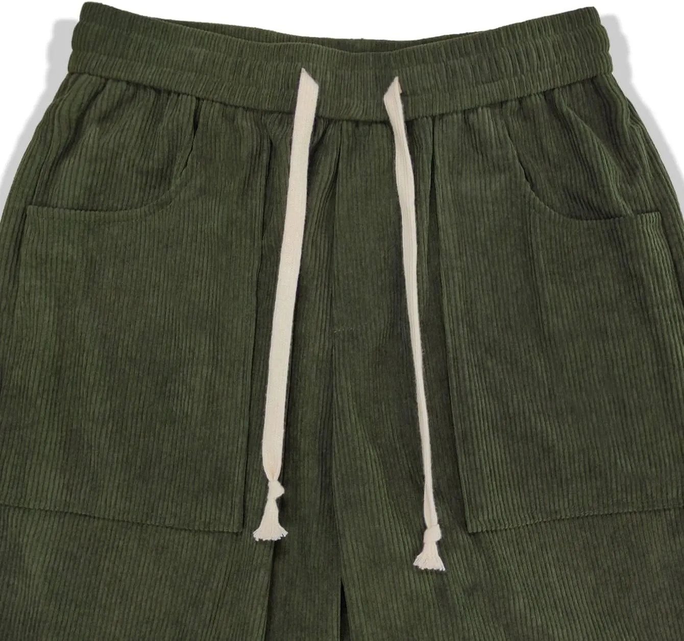 Floerns Men's Loose Fit Corduroy Elastic Waist Slant Pocket Straight Leg Pants
