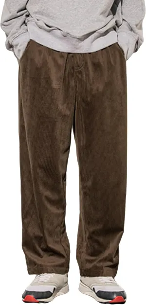 Floerns Men's Loose Fit Corduroy Elastic Waist Slant Pocket Straight Leg Pants