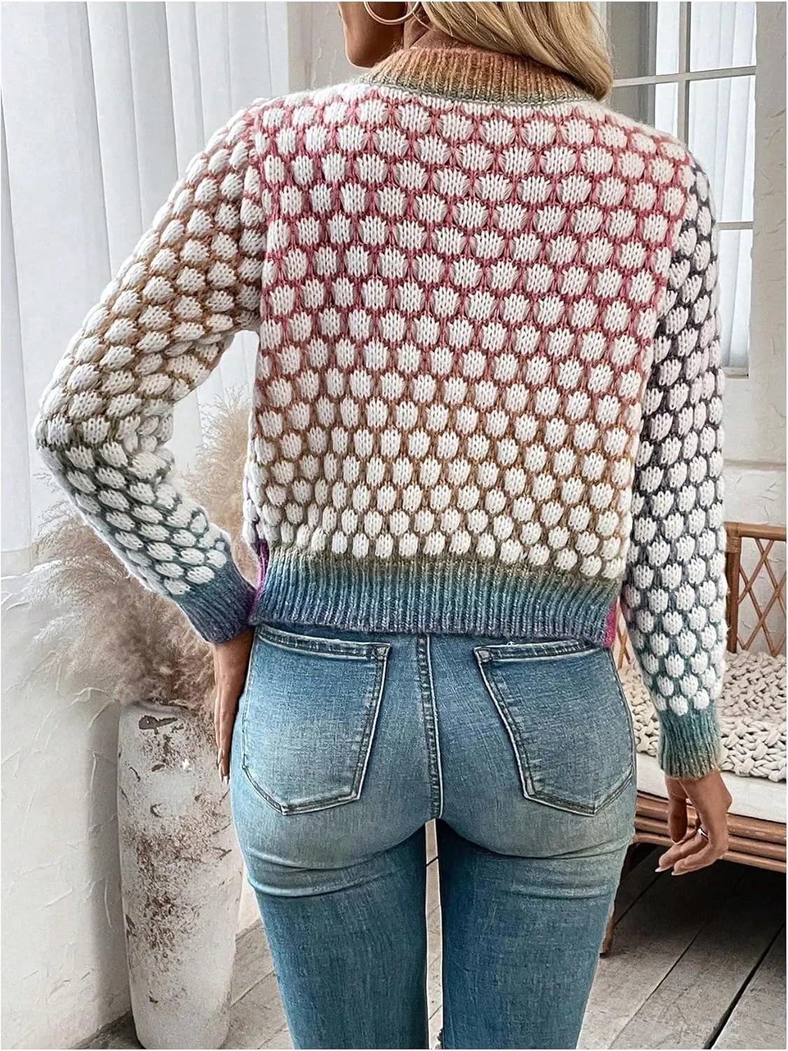 Floerns Women's Ombre Marled Knitwear Long Sleeve Button Front Cardigan