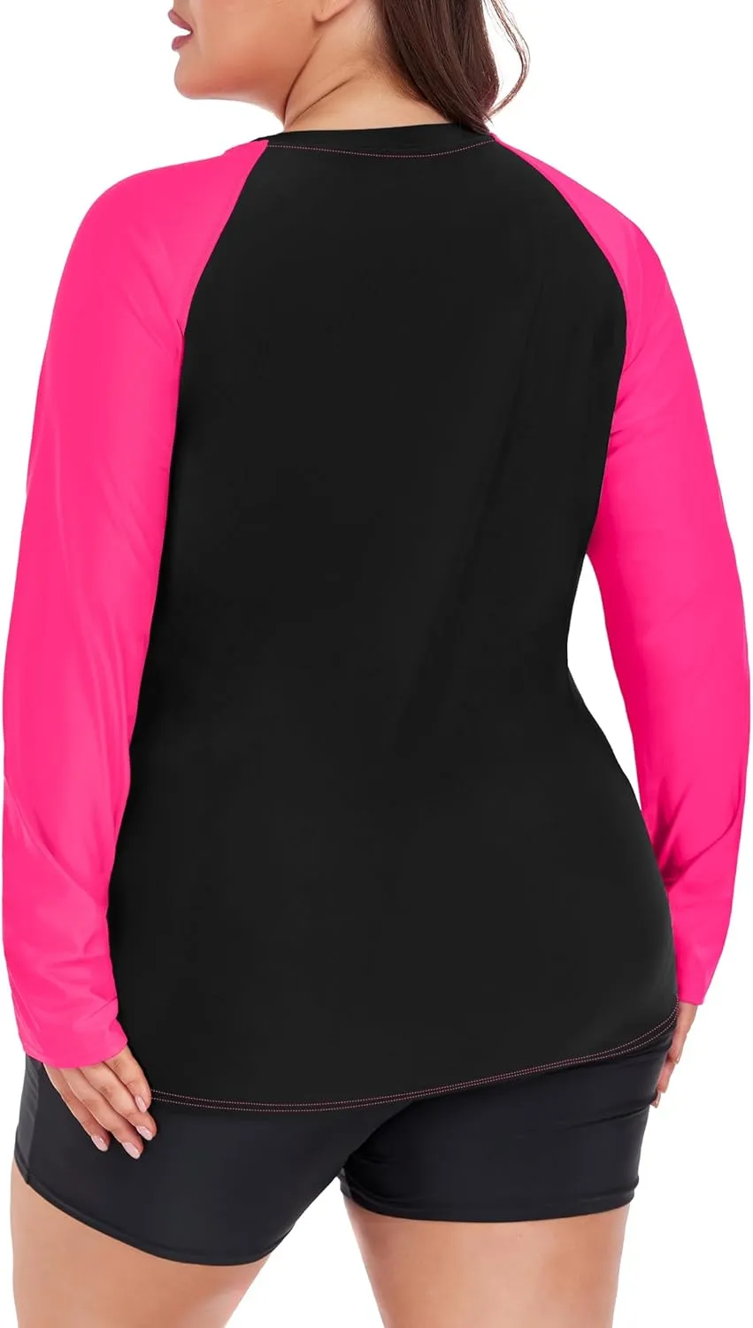 FOREYOND Women's 2 Piece Plus Size Rash Guard Long Sleeve Swimsuits Swim Shirt and Short Bathing Suit UPF 50 