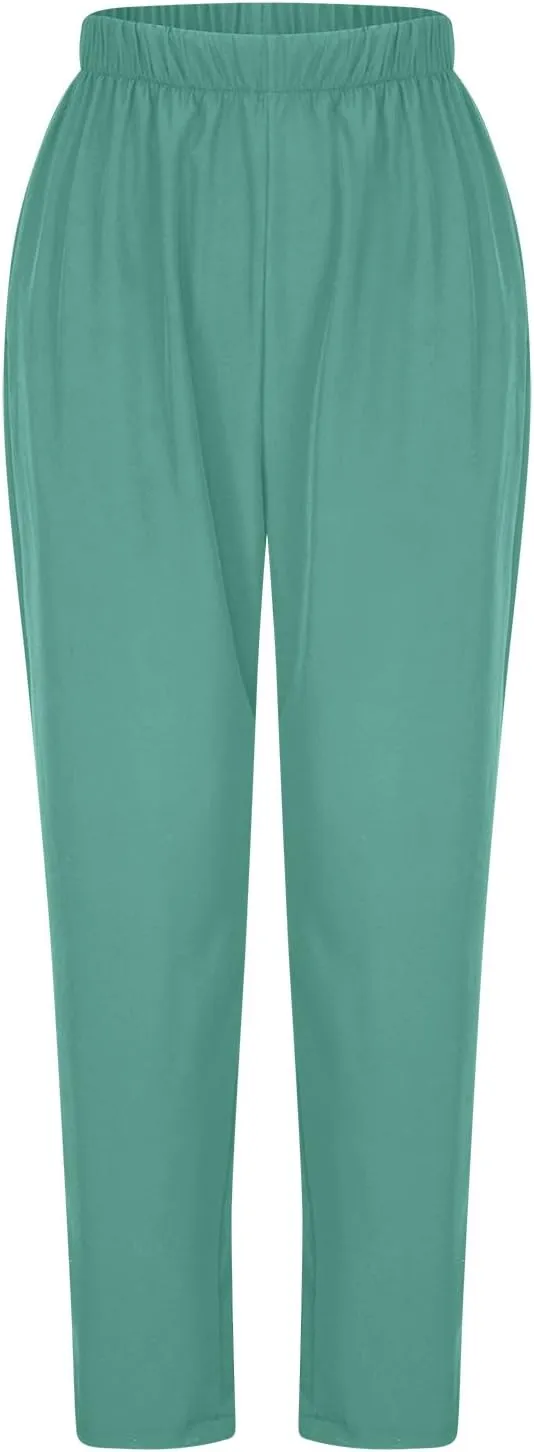 FZYLQY Women's Straight Leg Long Pants 2024 Fall Dressy Fashion Elastic High Waist Casual Trousers Solid Pull On Work Pants