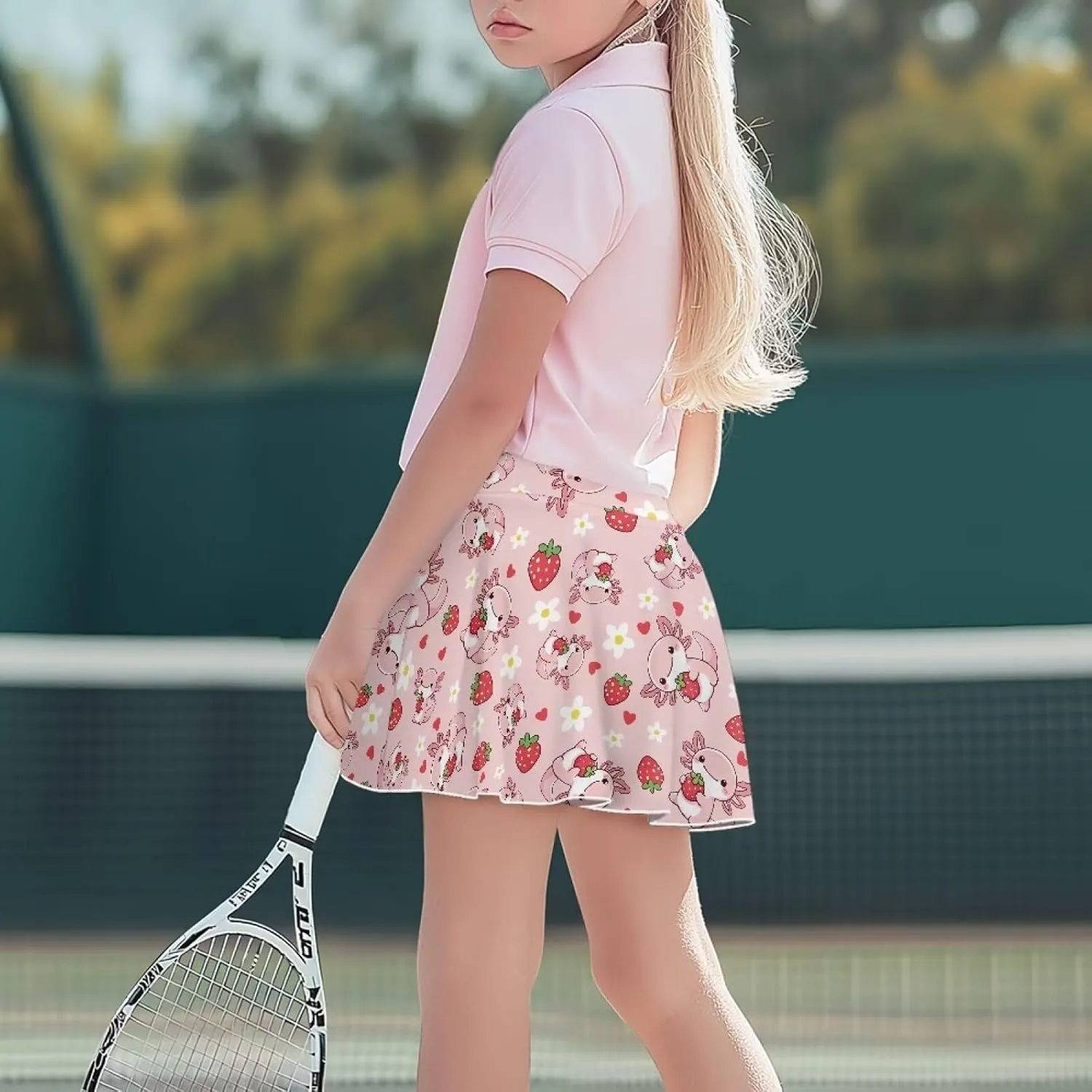 Girls Tennis Skirts with Shorts High Waisted Skater Skirt Stretchy Activewear Sports Athletic Skirts for Kids