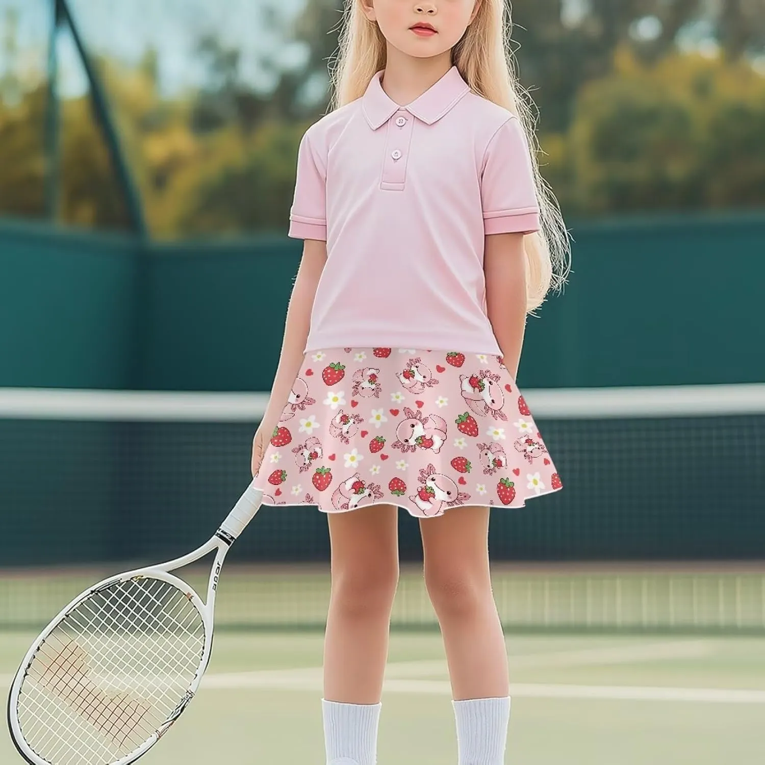 Girls Tennis Skirts with Shorts High Waisted Skater Skirt Stretchy Activewear Sports Athletic Skirts for Kids