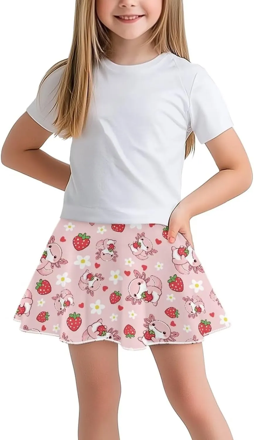 Girls Tennis Skirts with Shorts High Waisted Skater Skirt Stretchy Activewear Sports Athletic Skirts for Kids