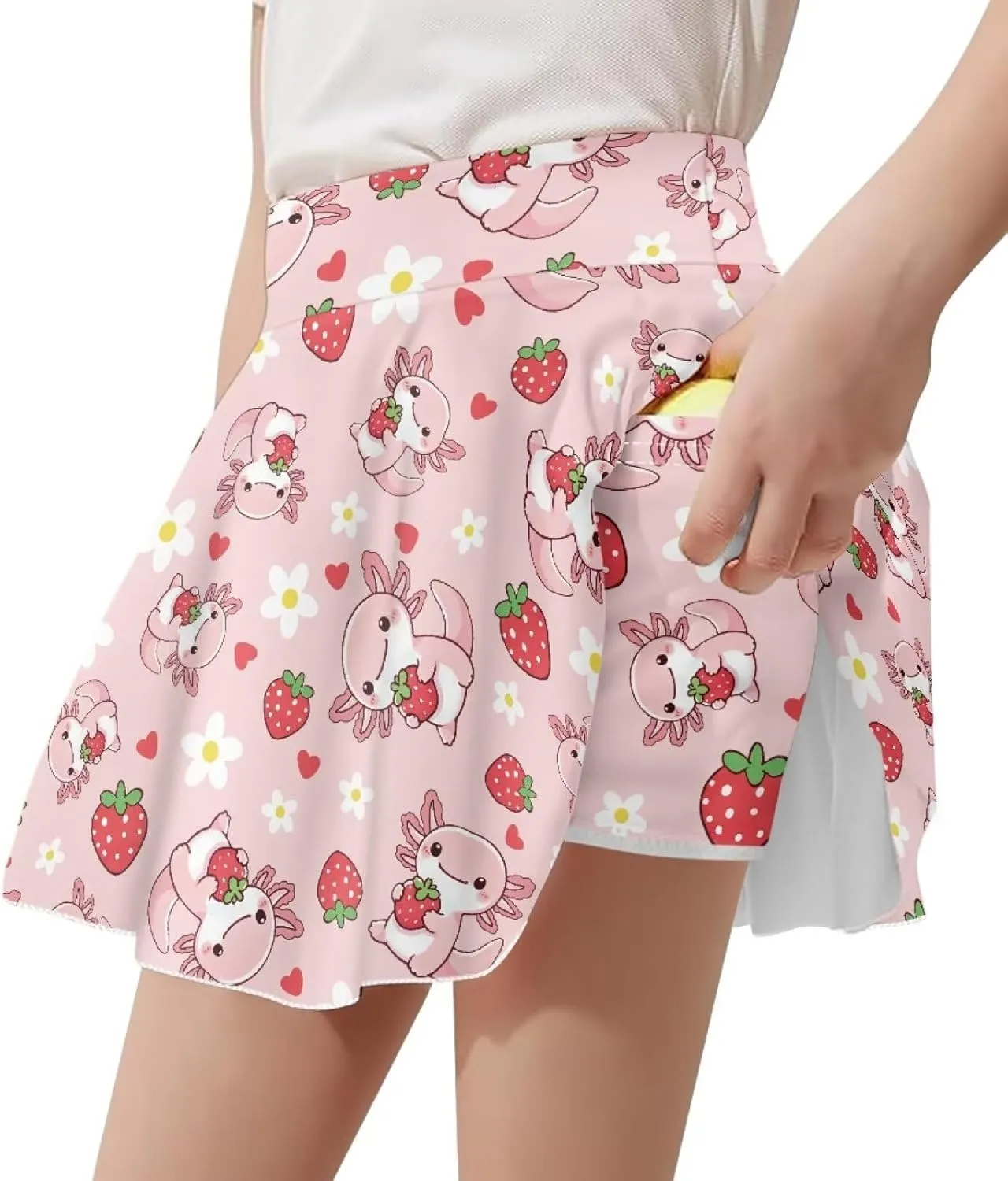 Girls Tennis Skirts with Shorts High Waisted Skater Skirt Stretchy Activewear Sports Athletic Skirts for Kids