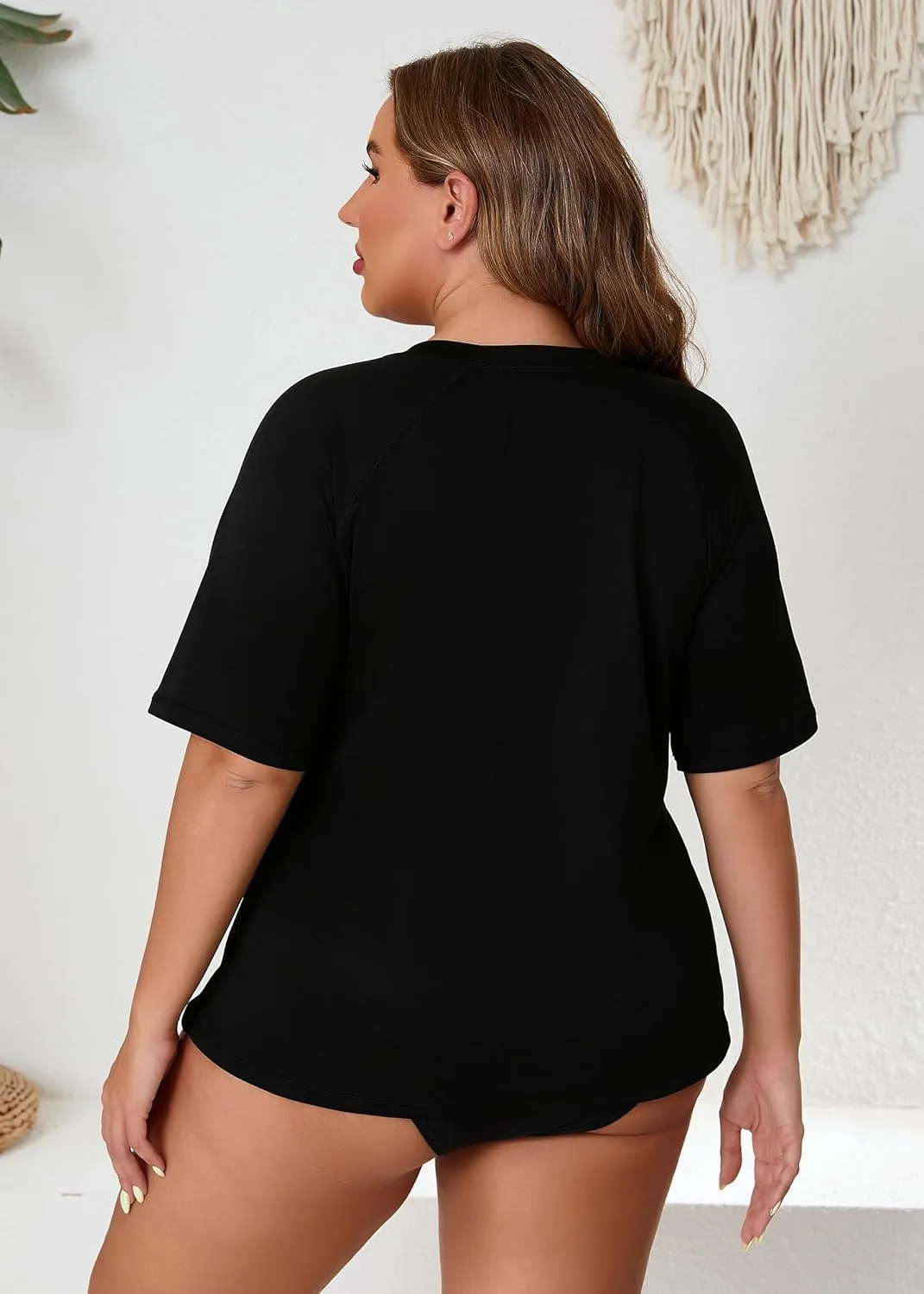 Halcurt Women's Plus Size Short Sleeve Rash Guard with Built in Bra Swim Shirt UPF50  Quick Dry Swimsuit Top