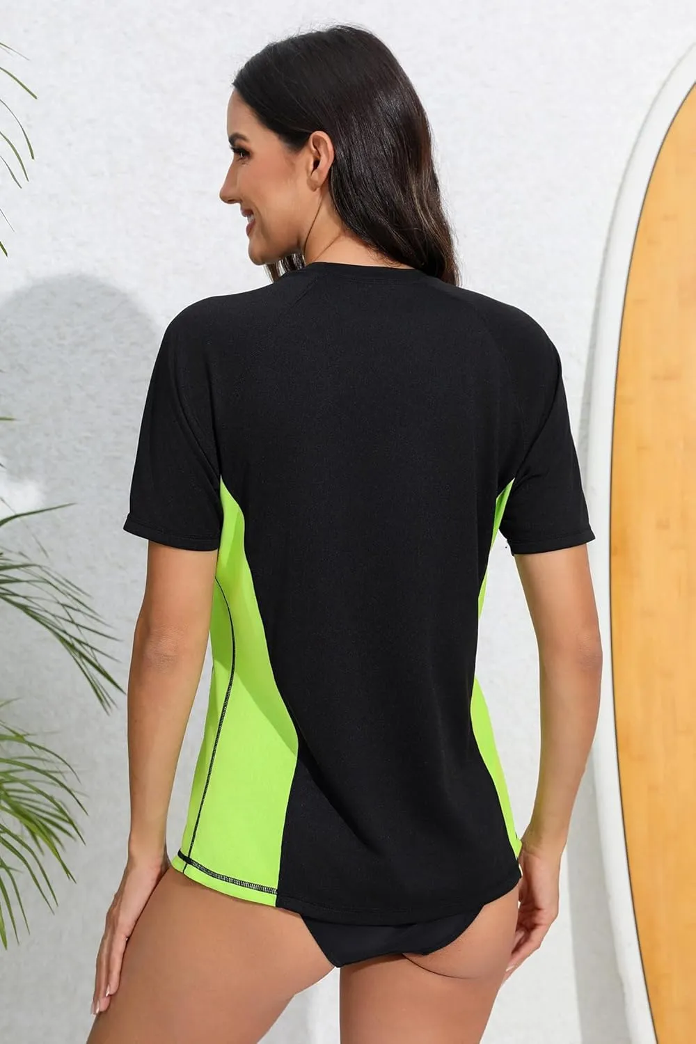 Halcurt Women's Short Sleeve Rash Guard with Built in Bra Swim Shirt UPF50  Quick Dry Lightweight Swimsuit Top