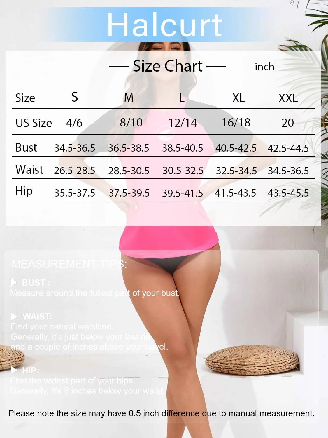 Halcurt Women's Short Sleeve Rash Guard with Built in Bra Swim Shirt UPF50  Quick Dry Lightweight Swimsuit Top
