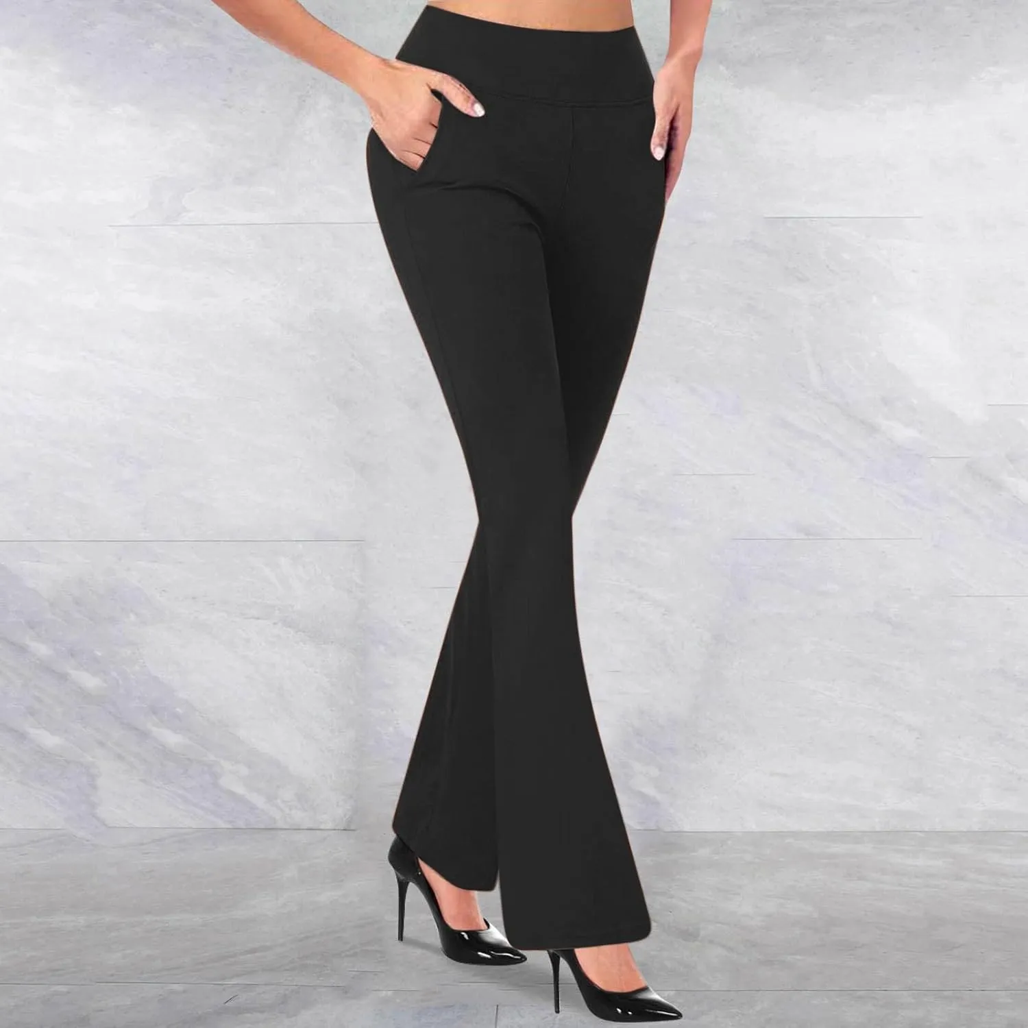 High Waisted Dress Pants for Women Stretchy Straight Leg Pant Work Trouser Business Office Casual Slacks with Pockets