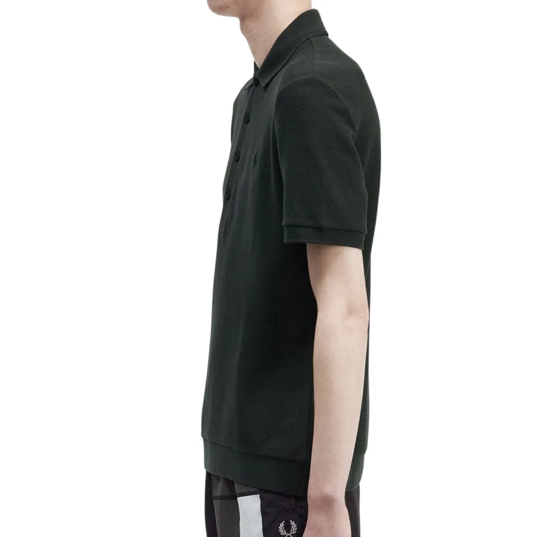 Honeycomb Cotton Polo Shirt (Night Green)