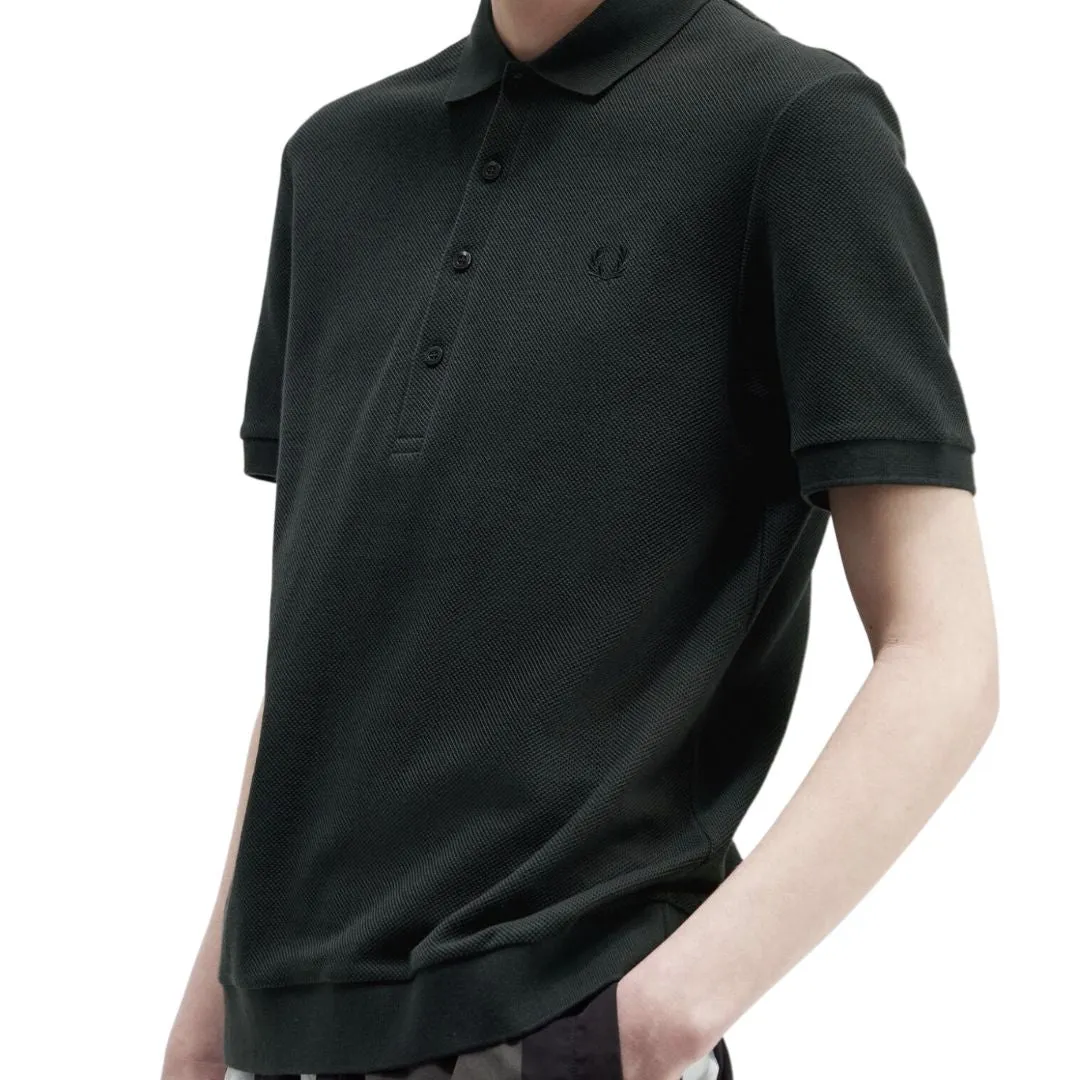 Honeycomb Cotton Polo Shirt (Night Green)