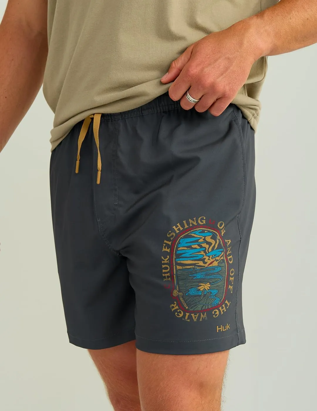 HUK Men's Pursuit Volley Pattern, Quick-Dry Shorts