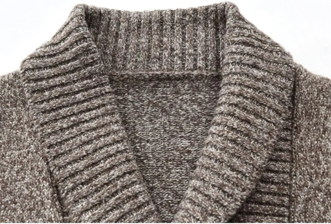 HZCX FASHION Mens Cardigan Shawl Collar Double Breasted Cable Knit Fall Sweater