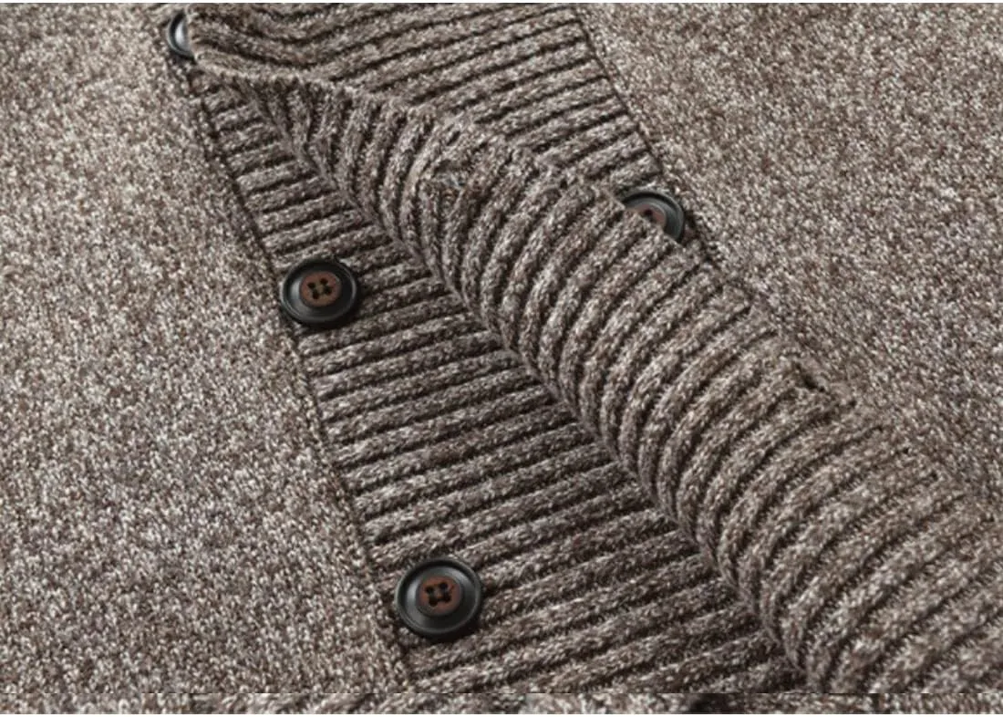 HZCX FASHION Mens Cardigan Shawl Collar Double Breasted Cable Knit Fall Sweater