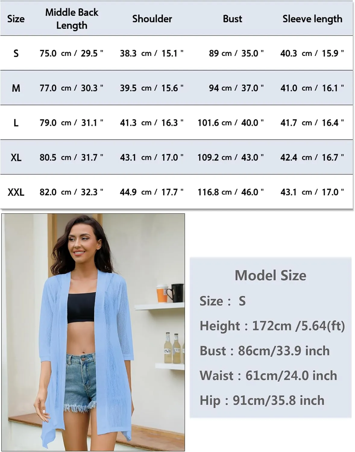 iClosam Women 3/4 Sleeve Cardigan Sweater Casual Sheer Open Front Kimono Cardigans Summer Trendy Beach Cover Ups