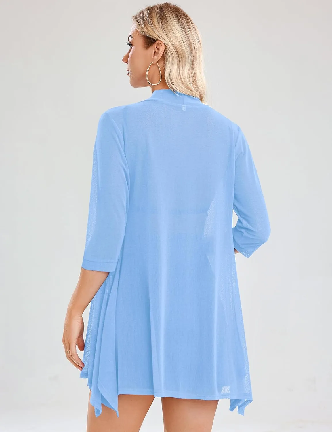 iClosam Women 3/4 Sleeve Cardigan Sweater Casual Sheer Open Front Kimono Cardigans Summer Trendy Beach Cover Ups