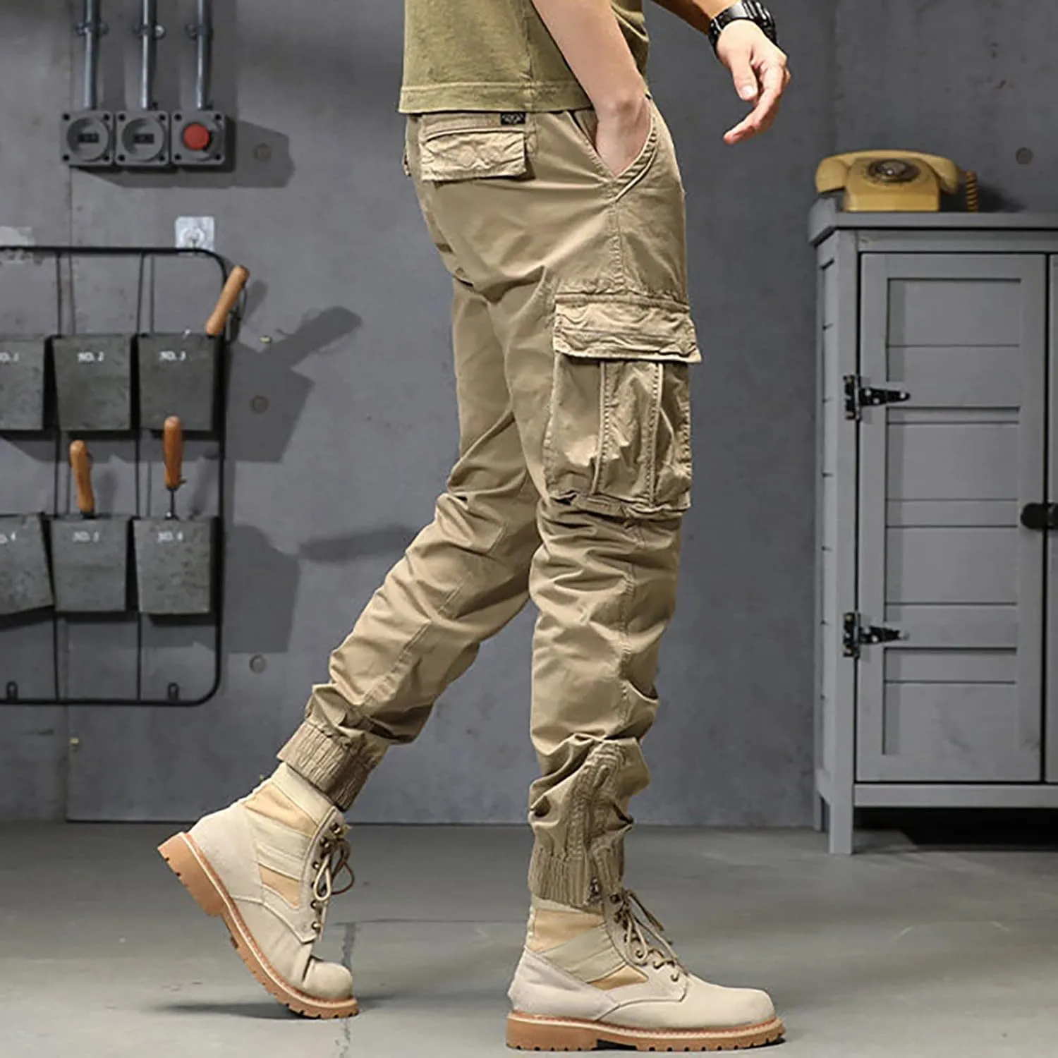 Jogger Pants for Men 2024 Outdoor Tactical Pants Cotton Drawstring Waist Running Workout Harem Pants Hiking Pants