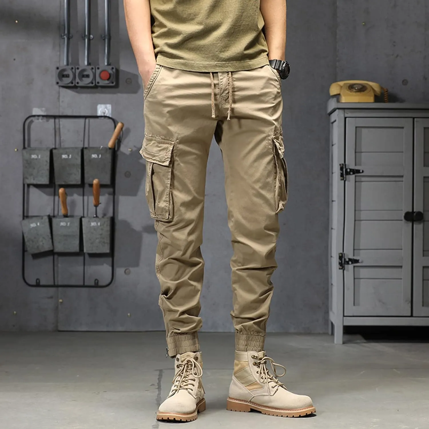 Jogger Pants for Men 2024 Outdoor Tactical Pants Cotton Drawstring Waist Running Workout Harem Pants Hiking Pants