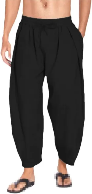 keusyoi Men Harem Pants Streetwear Mens Casual Joggers Pants Men Cotton Trousers Beach Pants