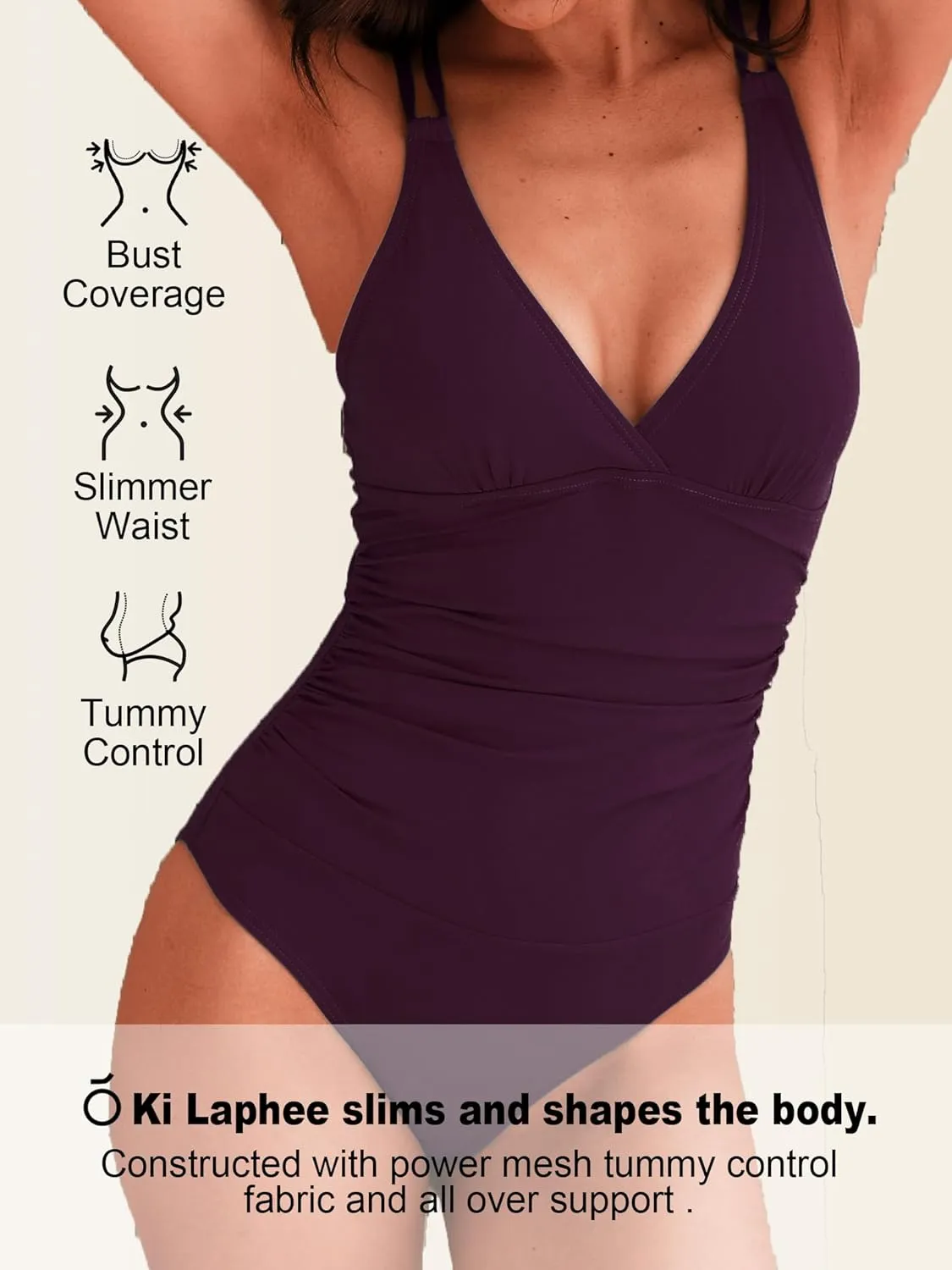 KI LAPHEE One Piece Swimsuits for Women Tummy Control Bathing Suits Sexy Criss Cross Back Swimwear-01-Navy-S