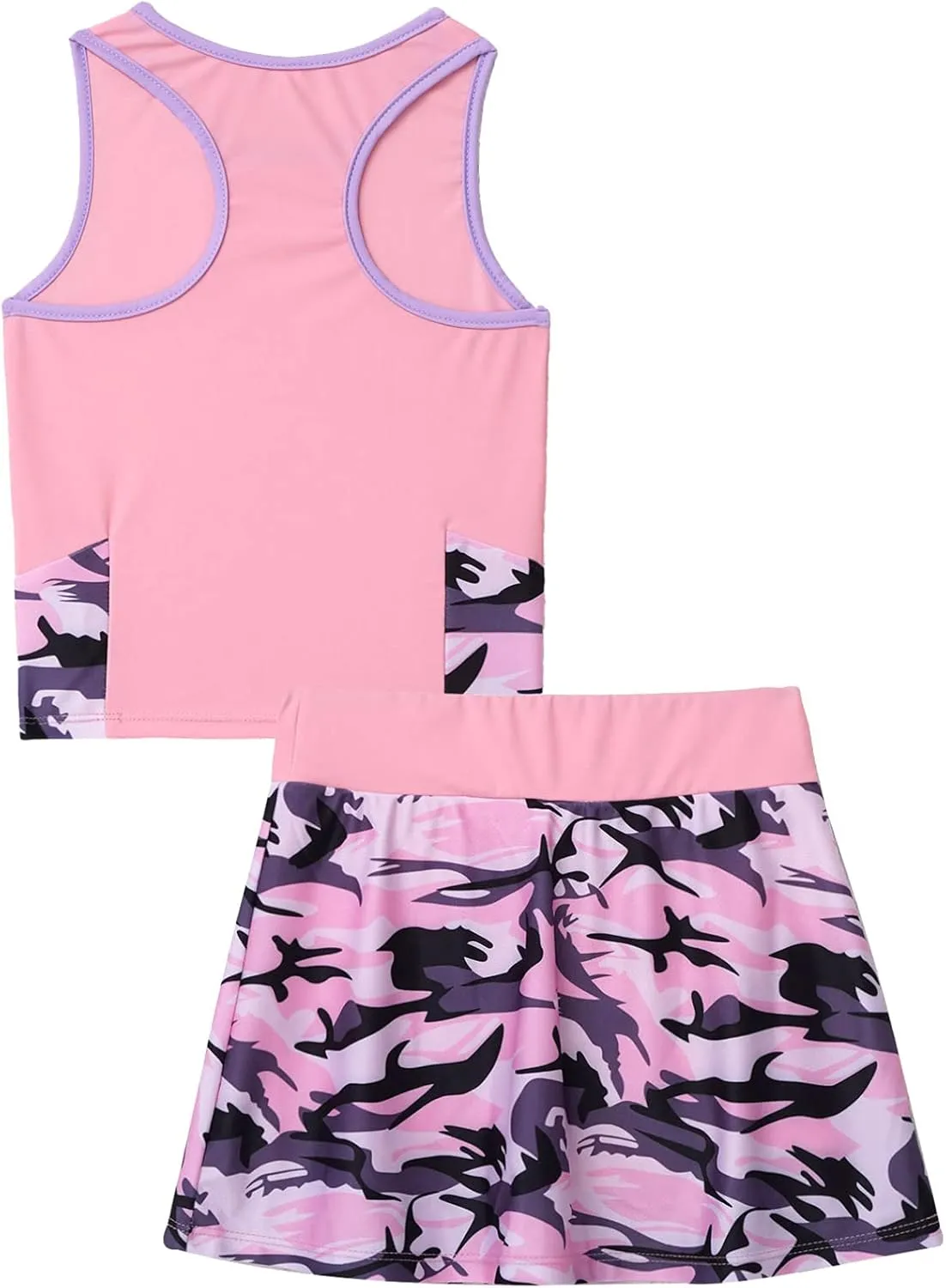 Kids Girls Tennis Golf Dress Outfits Sleeveless Tank Tops and A-Line Mini Skirt Skort Activewear Set
