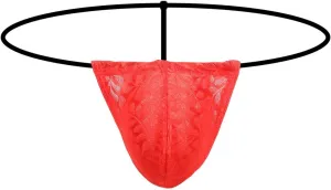 Lace Thongs for Men T-Back G-String Underwear Sexy Sissy Panties Low Rise Briefs Slutty Lingerie Underpants