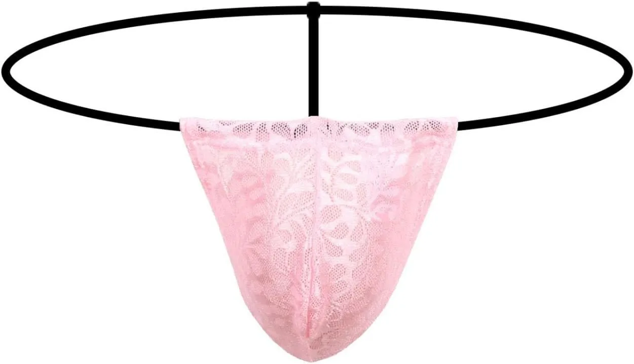 Lace Thongs for Men T-Back G-String Underwear Sexy Sissy Panties Low Rise Briefs Slutty Lingerie Underpants