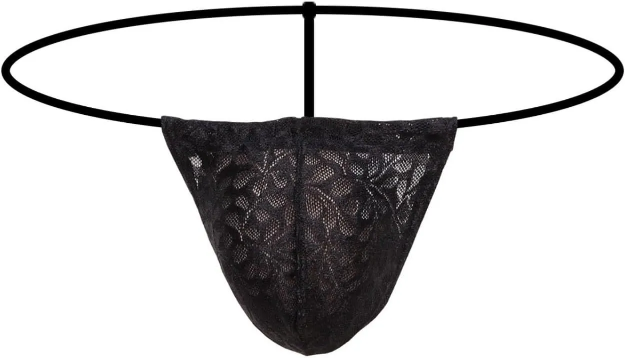 Lace Thongs for Men T-Back G-String Underwear Sexy Sissy Panties Low Rise Briefs Slutty Lingerie Underpants