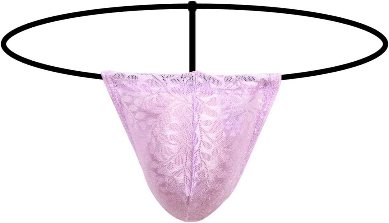 Lace Thongs for Men T-Back G-String Underwear Sexy Sissy Panties Low Rise Briefs Slutty Lingerie Underpants