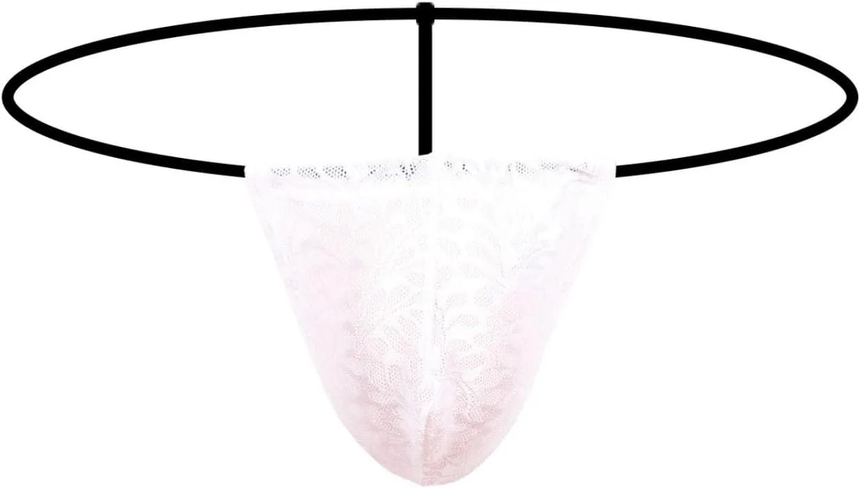 Lace Thongs for Men T-Back G-String Underwear Sexy Sissy Panties Low Rise Briefs Slutty Lingerie Underpants