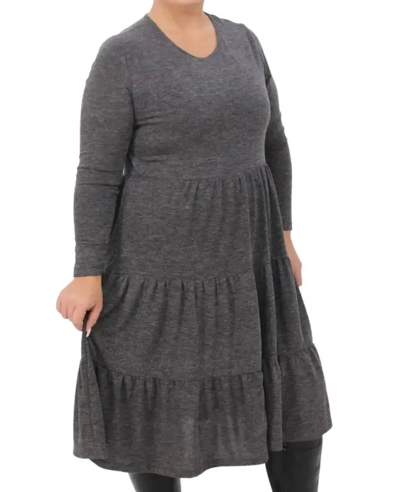 Ladies Plain Long Layered Dress