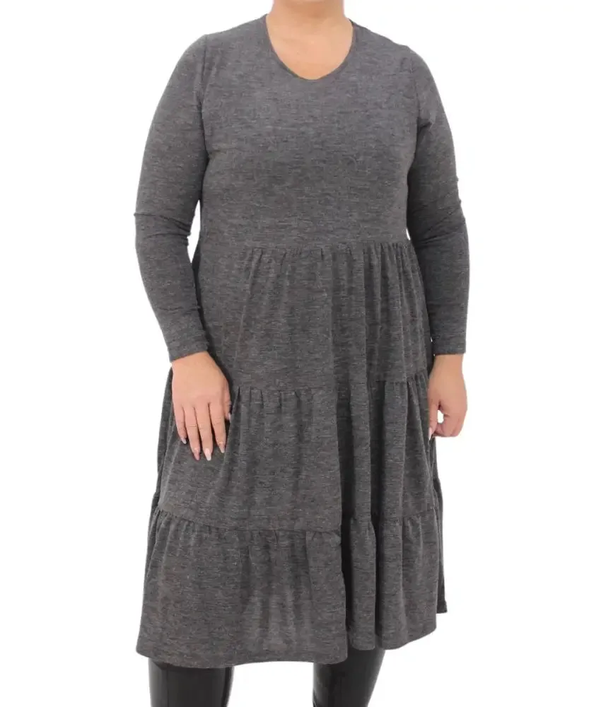 Ladies Plain Long Layered Dress